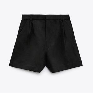 Zara Black Linen Blend Shorts